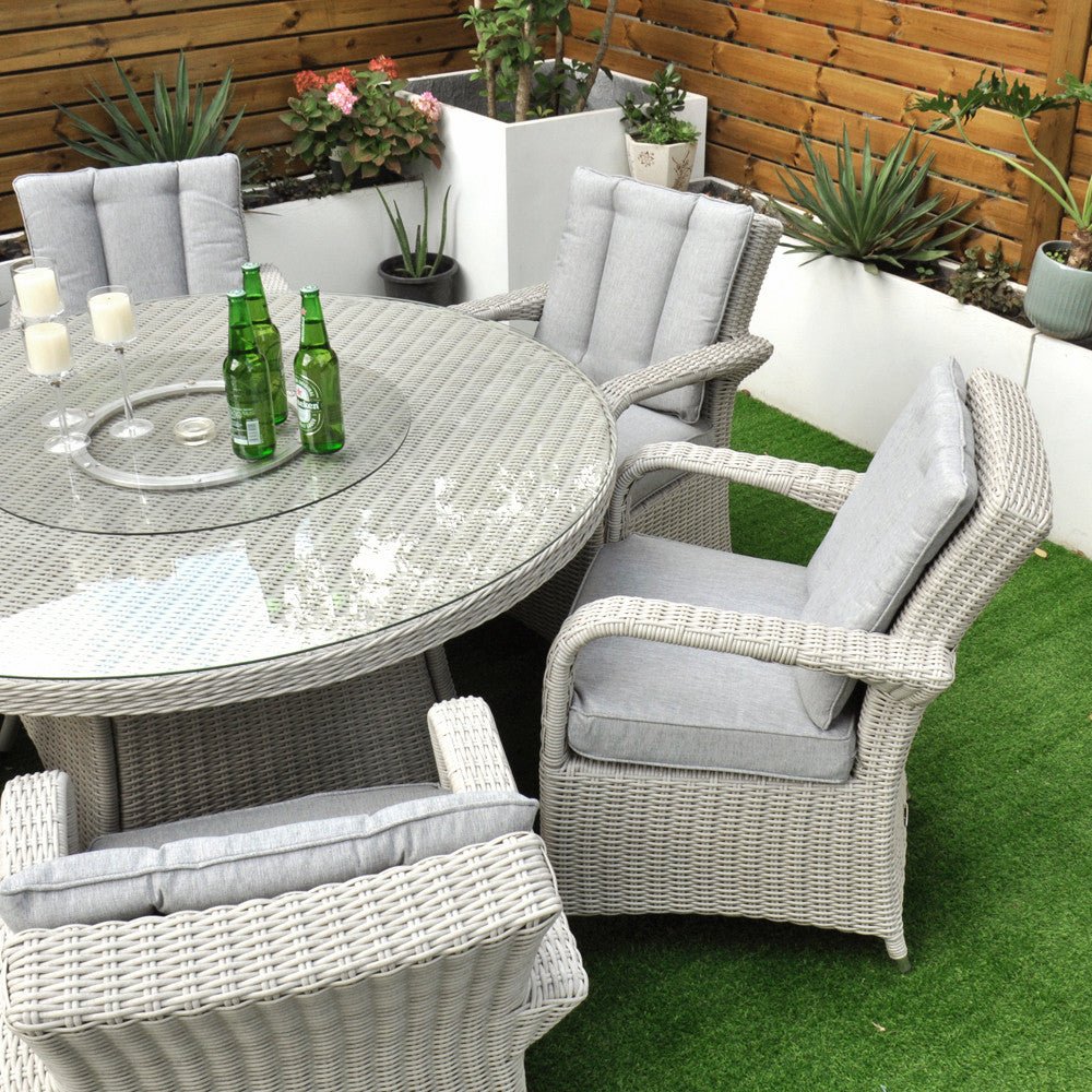 Sorrento - 6 Seat Set with 135cm Round Table (White Washed) - Rathwood Store