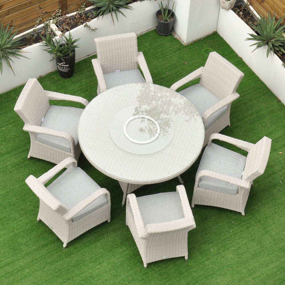 Sorrento - 6 Seat Set with 135cm Round Table (White Washed) - Rathwood Store