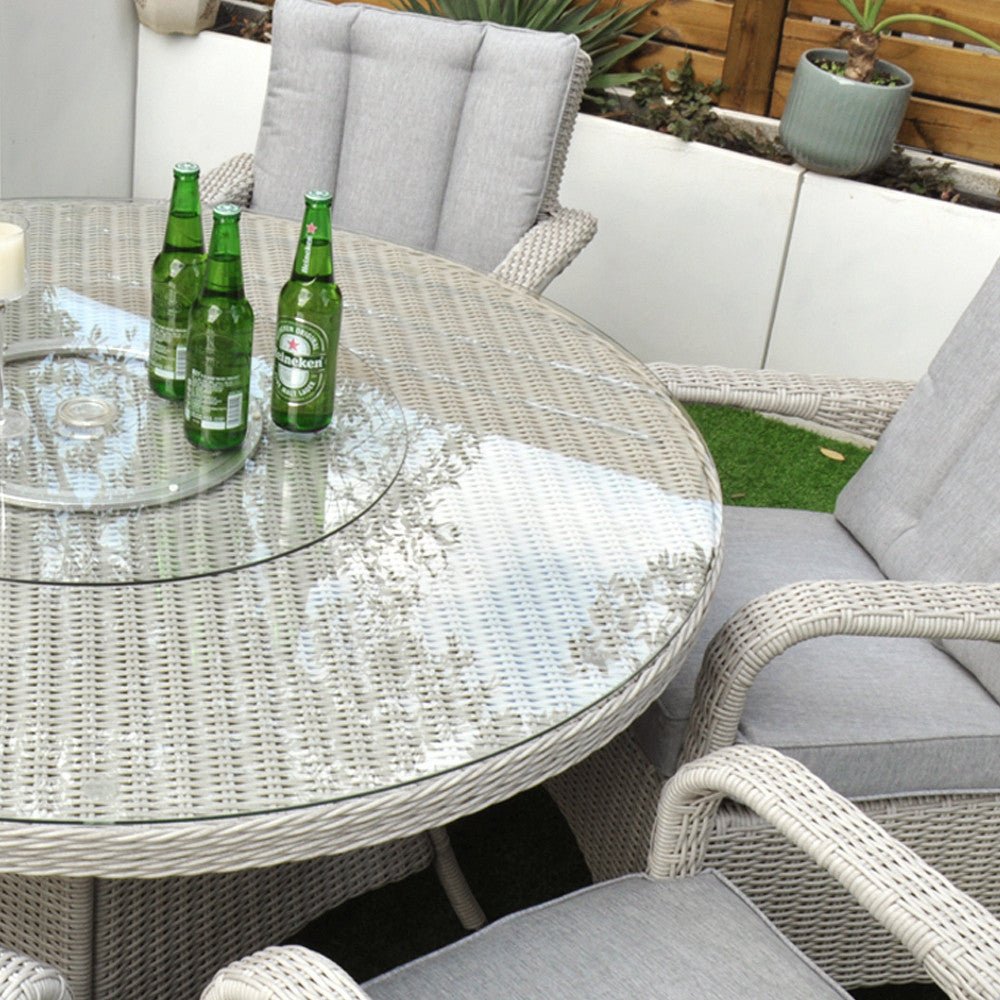 Sorrento - 6 Seat Set with 135cm Round Table (White Washed) - Rathwood Store