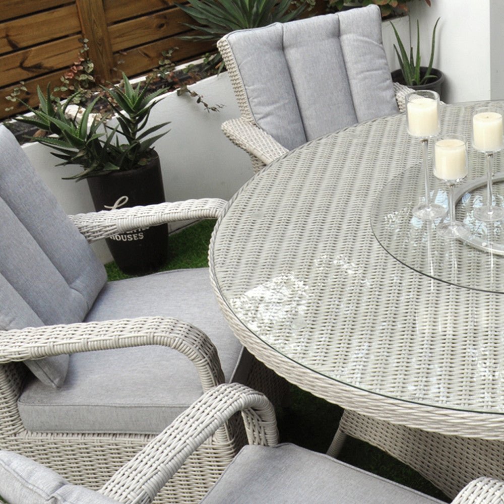 Sorrento - 6 Seat Set with 135cm Round Table (White Washed) - Rathwood Store