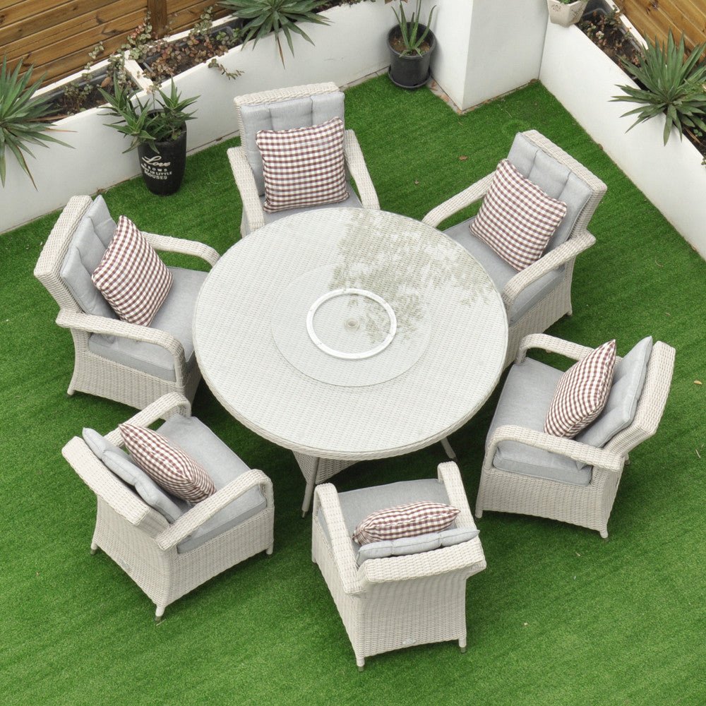 Sorrento - 6 Seat Set with 135cm Round Table (White Washed) - Rathwood Store