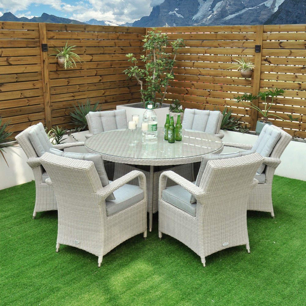 Sorrento - 6 Seat Set with 135cm Round Table (White Washed) - Rathwood Store
