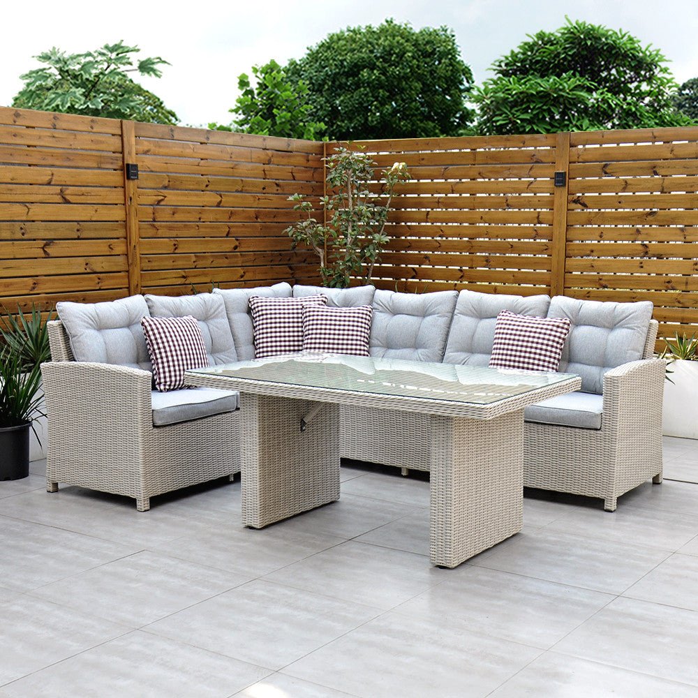 Sorrento - Corner Sofa Set with Table (White Washed) - Rathwood Store