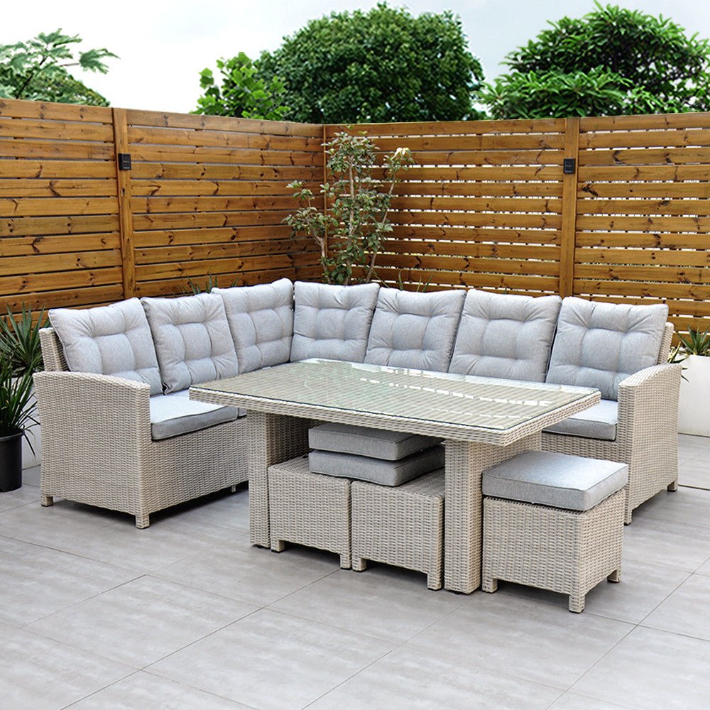 Sorrento - Corner Sofa Set with Table (White Washed) - Rathwood Store