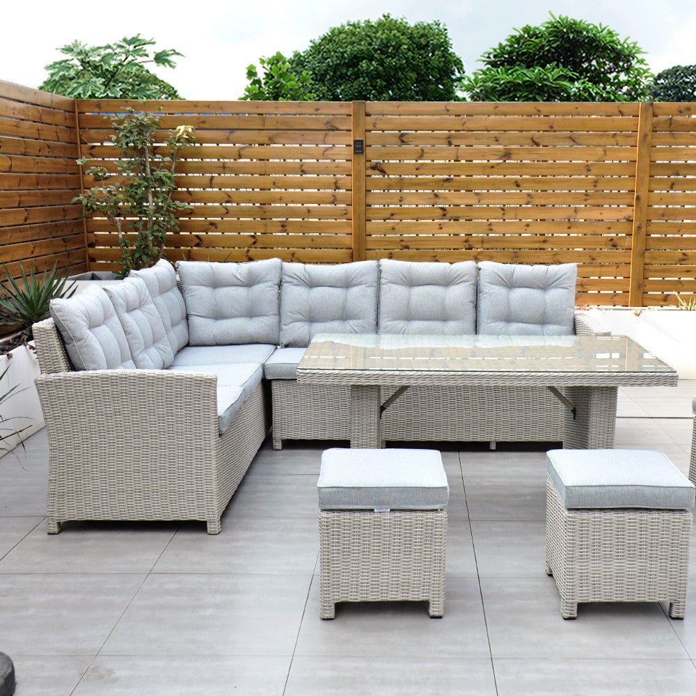 Sorrento - Corner Sofa Set with Table (White Washed) - Rathwood Store