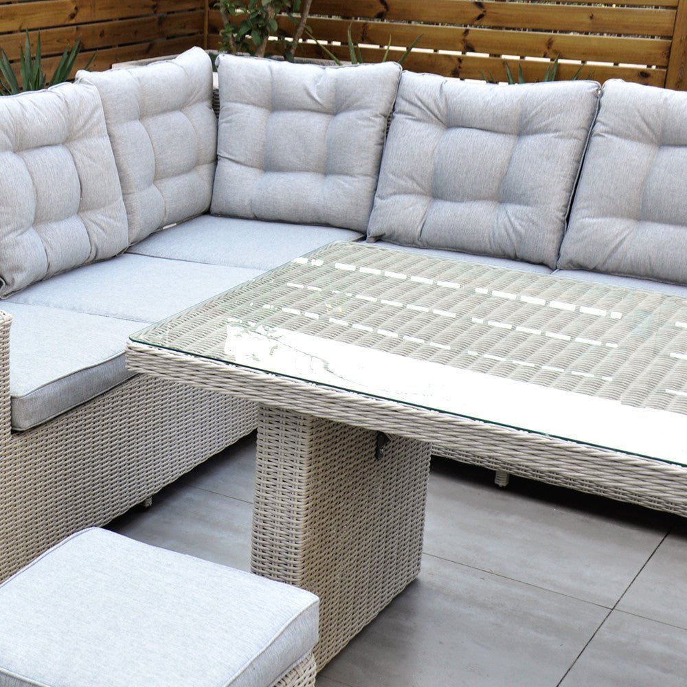 Sorrento - Corner Sofa Set with Table (White Washed) - Rathwood Store