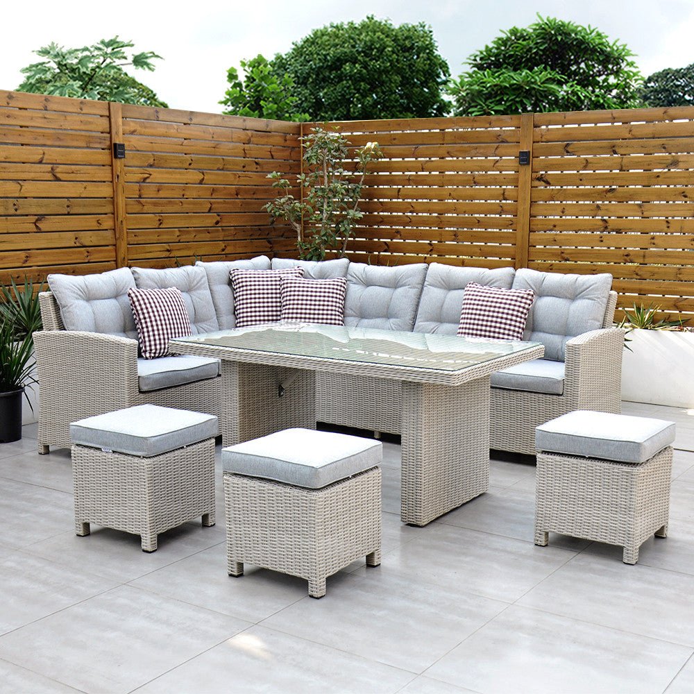 Sorrento - Corner Sofa Set with Table (White Washed) - Rathwood Store