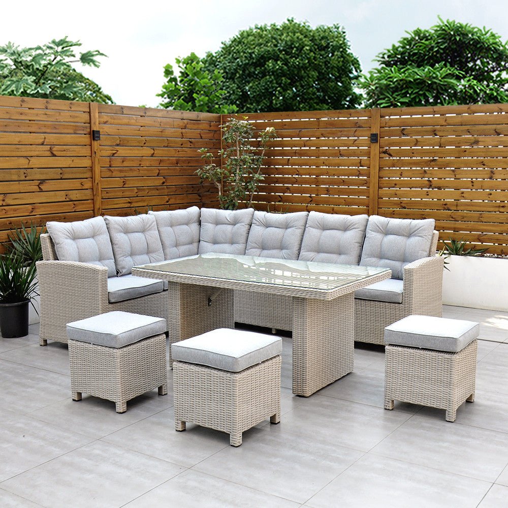 Sorrento - Corner Sofa Set with Table (White Washed) - Rathwood Store