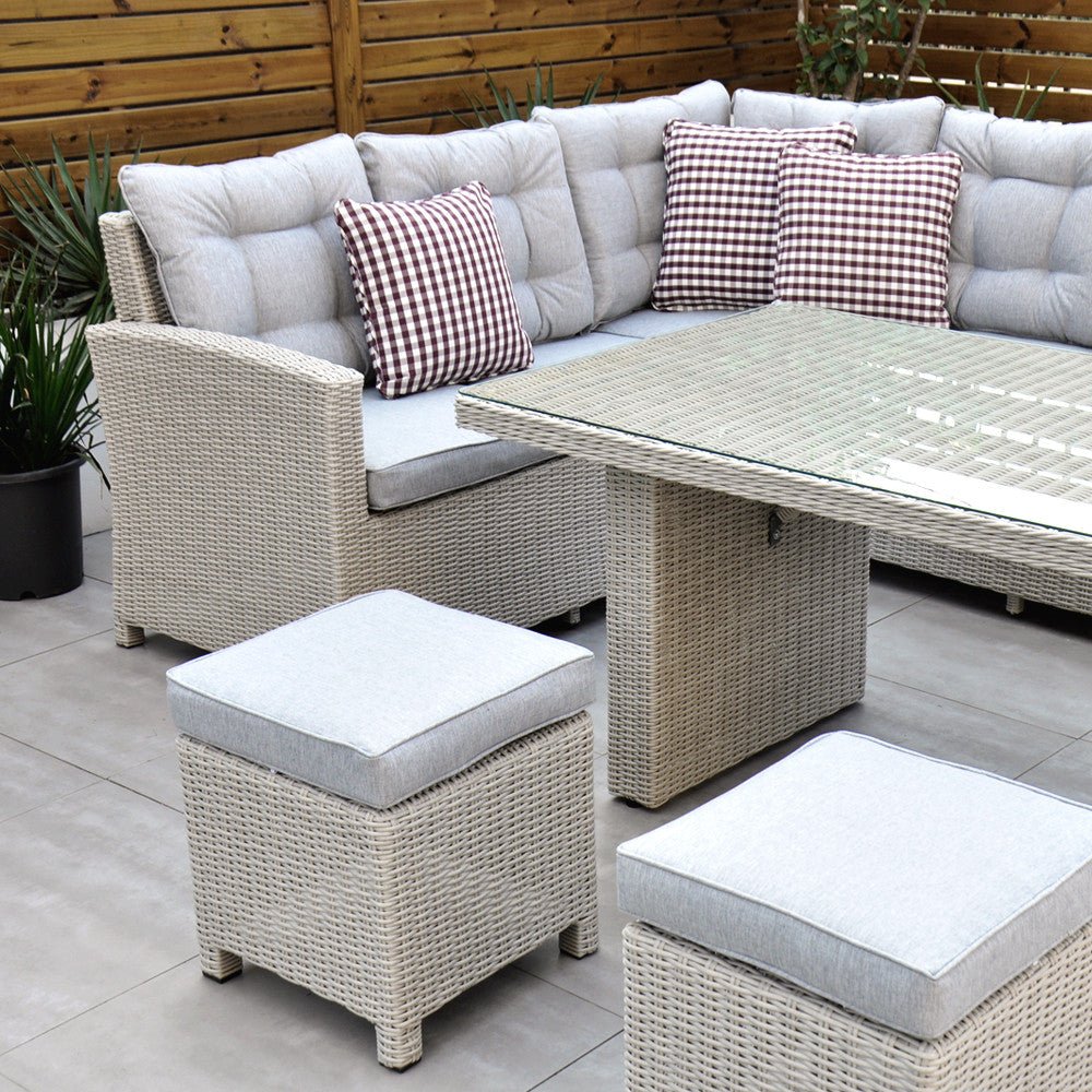 Sorrento - Corner Sofa Set with Table (White Washed) - Rathwood Store