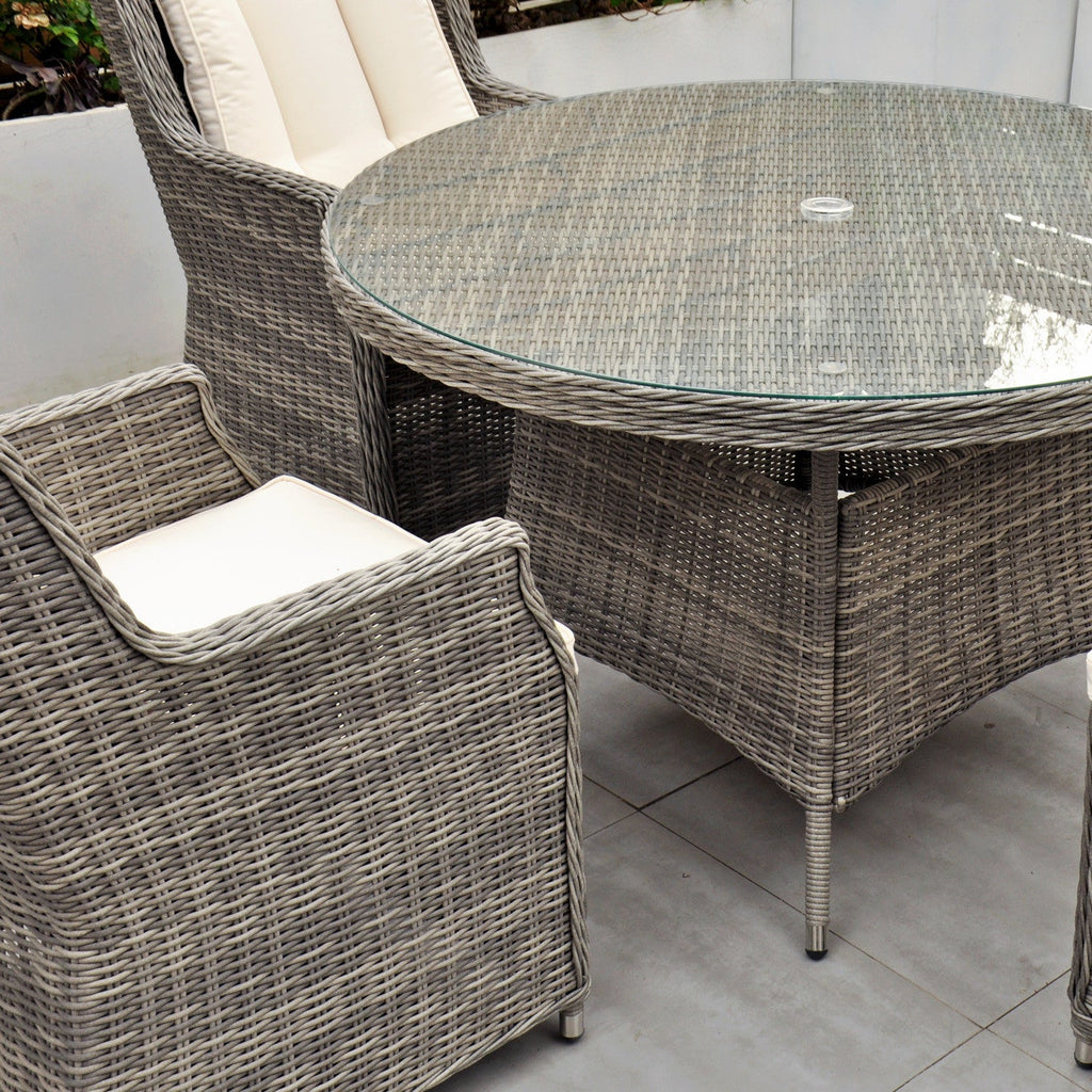 Yale - 4 Seat Set with 120cm Round Table (Cream Cushions) - Rathwood Store
