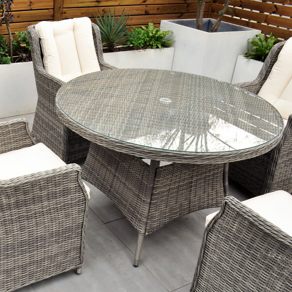 Yale - 4 Seat Set with 120cm Round Table (Cream Cushions) - Rathwood Store