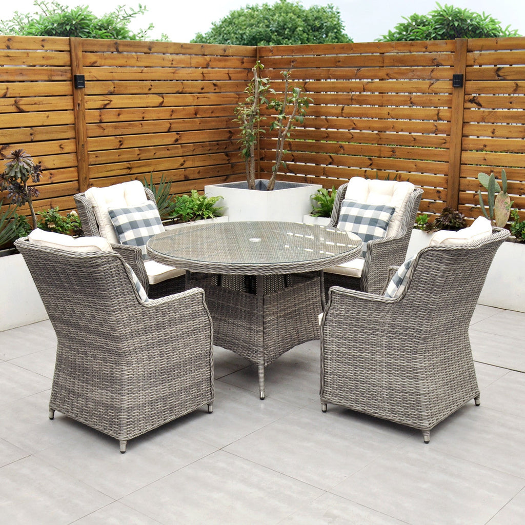 Yale - 4 Seat Set with 120cm Round Table (Cream Cushions) - Rathwood Store