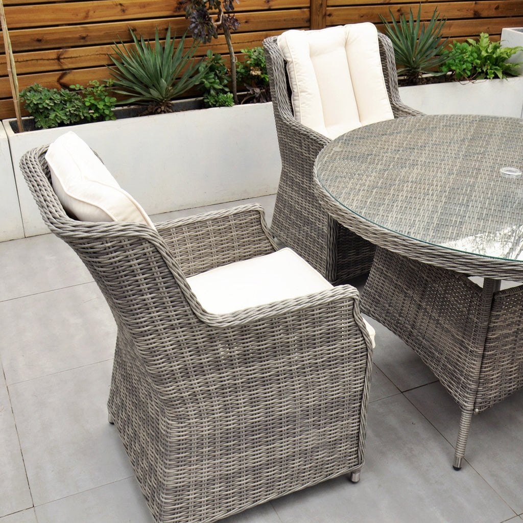 Yale - 4 Seat Set with 120cm Round Table (Cream Cushions) - Rathwood Store