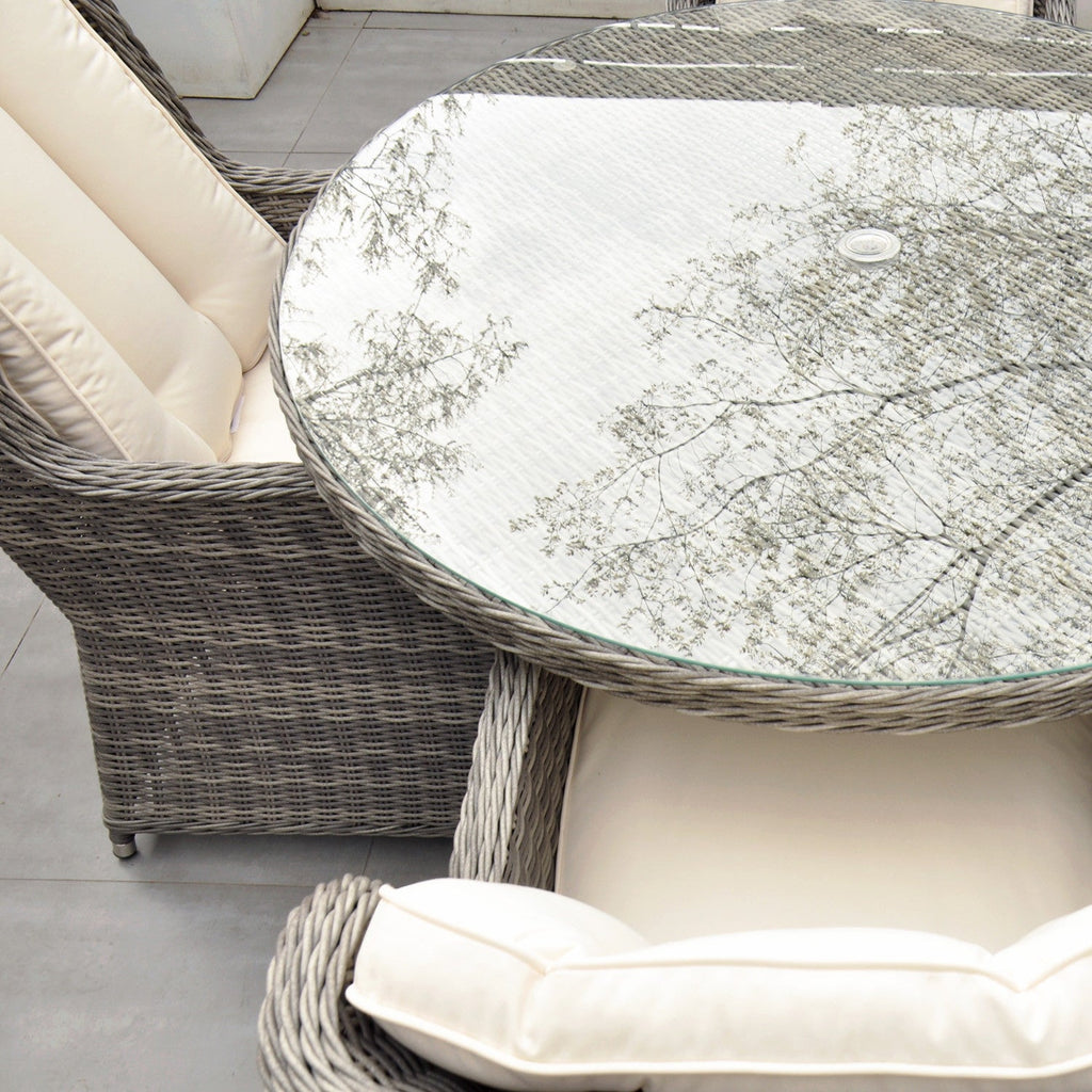 Yale - 4 Seat Set with 120cm Round Table (Cream Cushions) - Rathwood Store