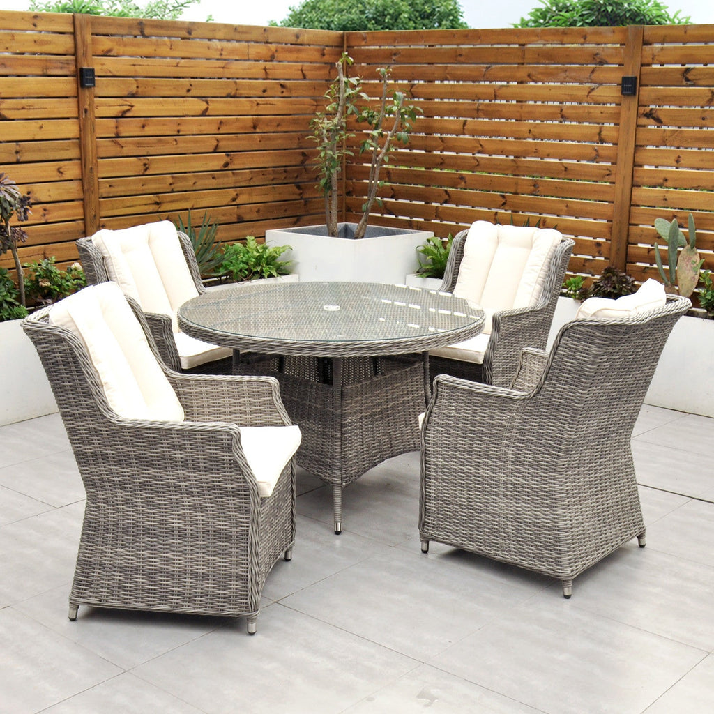 Yale - 4 Seat Set with 120cm Round Table (Cream Cushions) - Rathwood Store