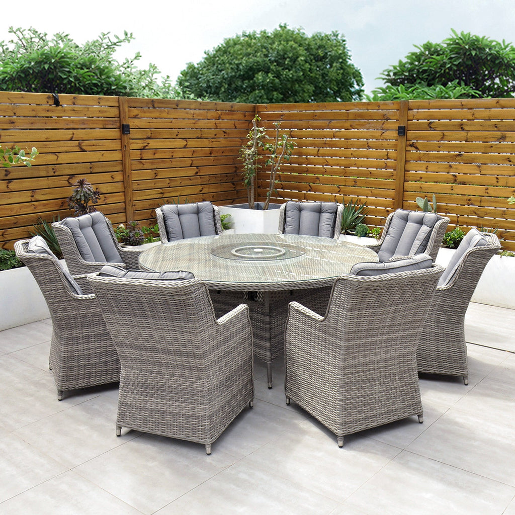 Yale - 8 Seat Set with 170cm Round Table (Dark Grey) - Rathwood Store