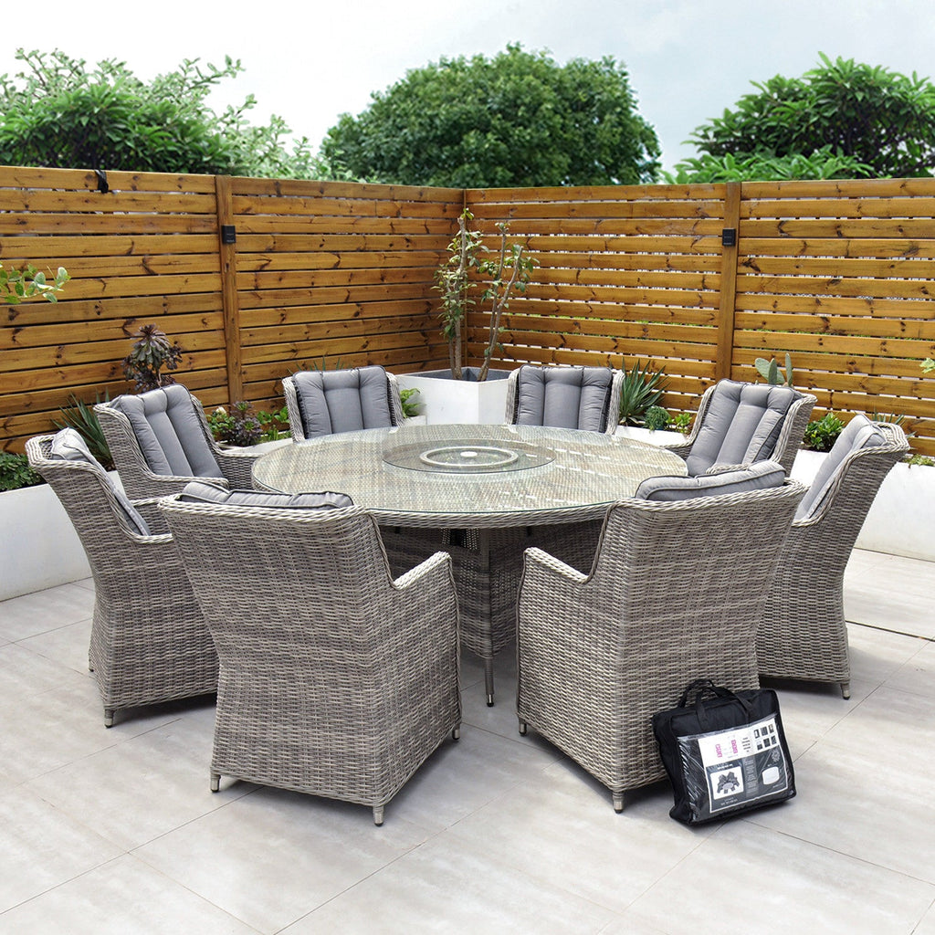 Yale - 8 Seat Set with 170cm Round Table (Dark Grey) - Rathwood Store