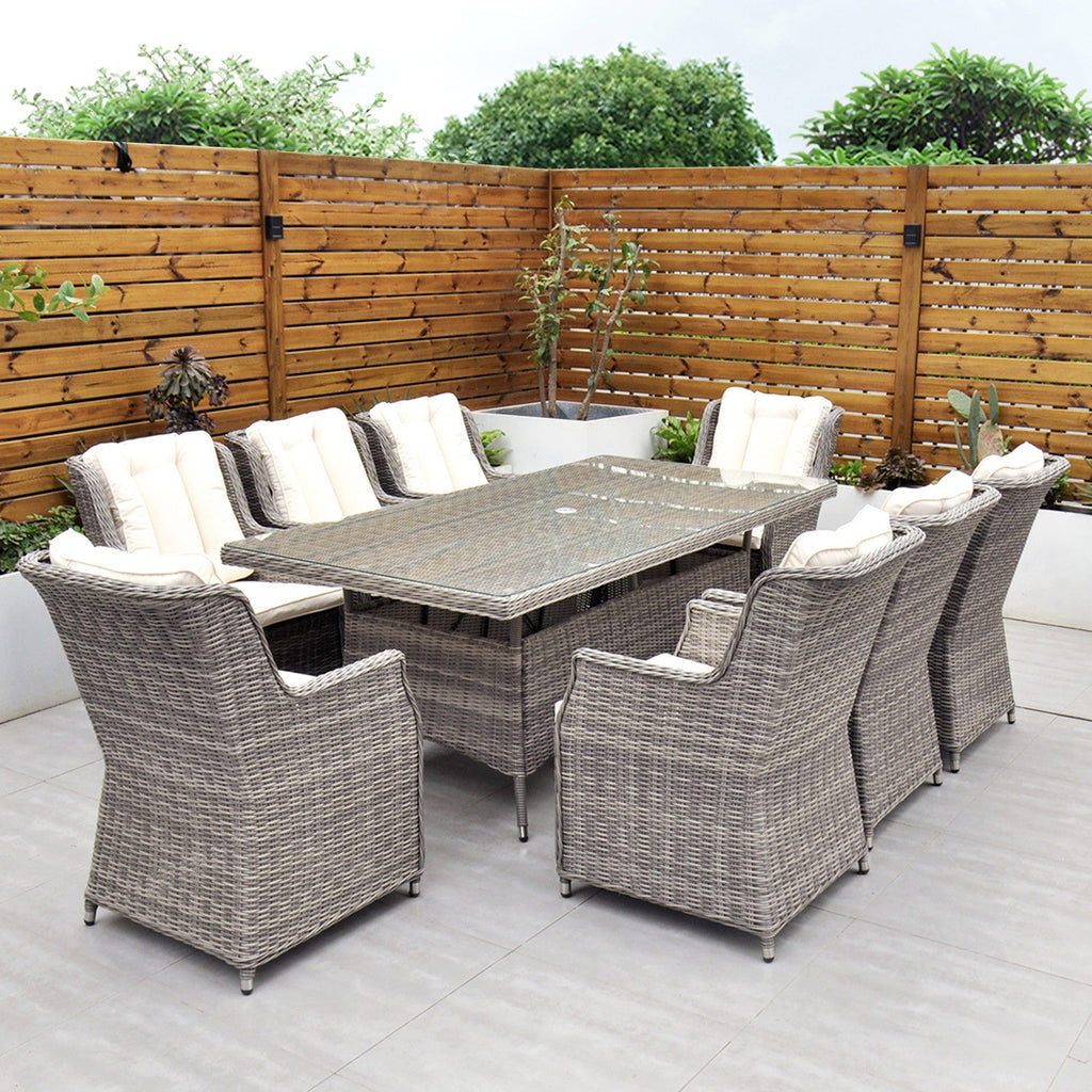 Yale - 8 Seat Set with Rectangular Table (Cream Cushions) - Rathwood Store