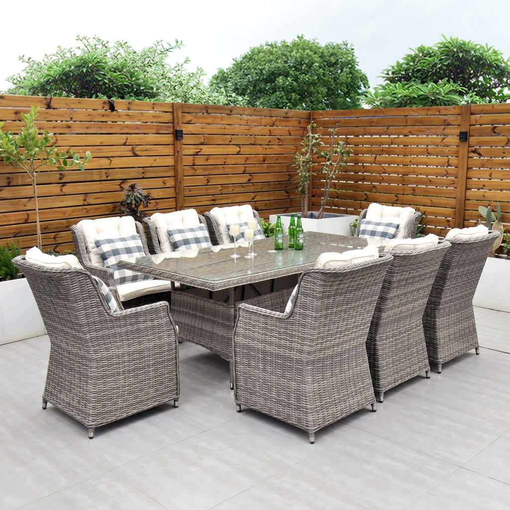 Yale - 8 Seat Set with Rectangular Table (Cream Cushions) - Rathwood Store
