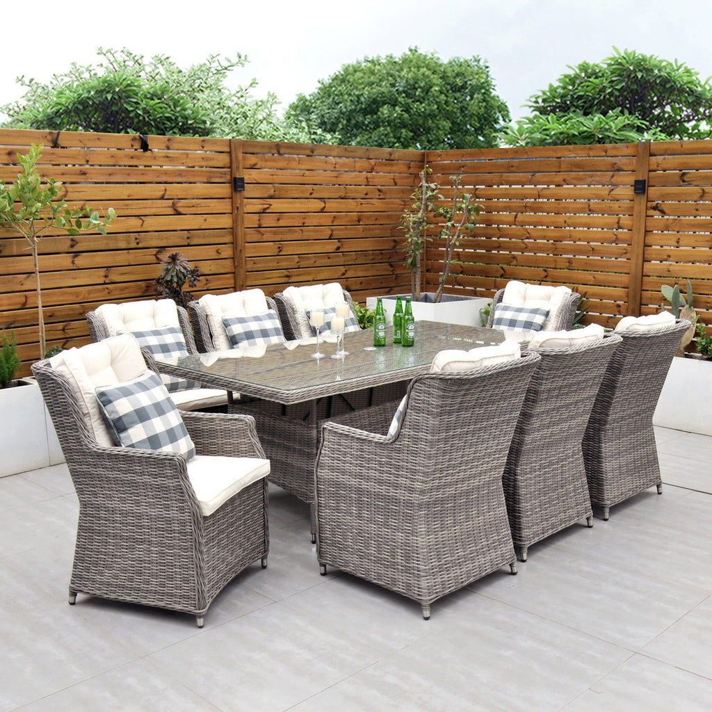 Yale - 8 Seat Set with Rectangular Table (Cream Cushions) - Rathwood Store