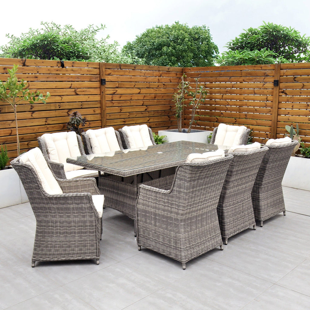 Yale - 8 Seat Set with Rectangular Table (Cream Cushions) - Rathwood Store