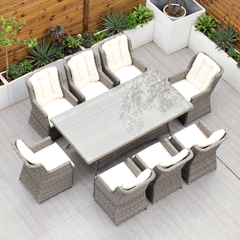 Yale - 8 Seat Set with Rectangular Table (Cream Cushions) - Rathwood Store