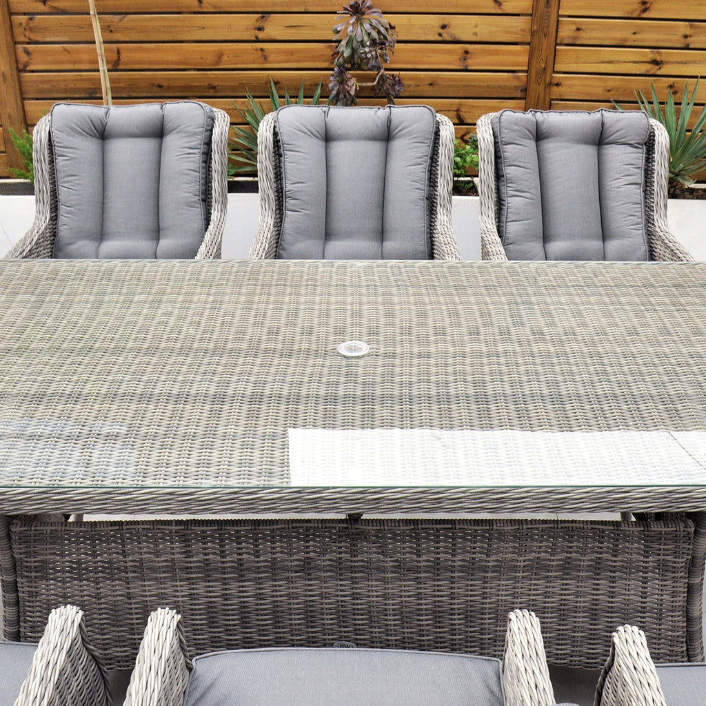 Yale - 8 Seat Set with Rectangular Table (Grey Cushions) - Rathwood Store