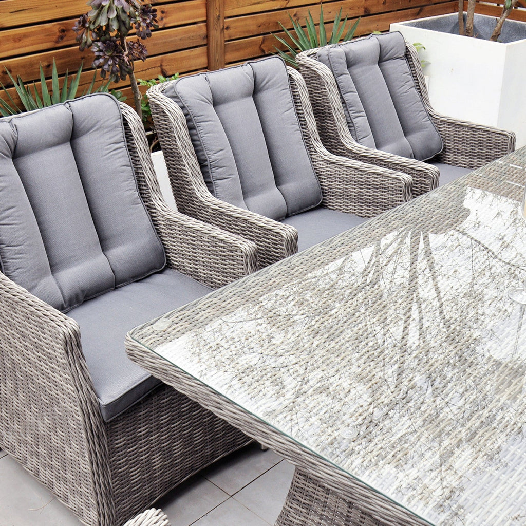 Yale - 8 Seat Set with Rectangular Table (Grey Cushions) - Rathwood Store