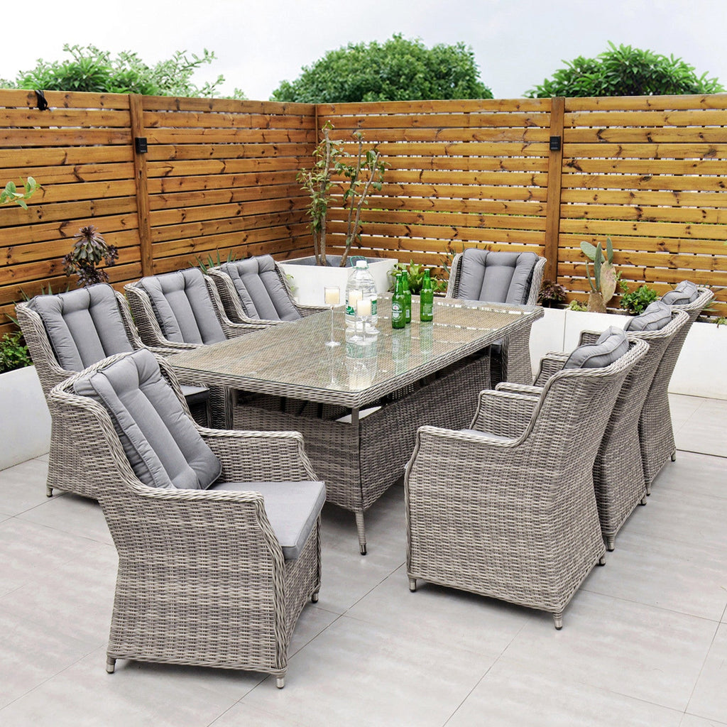 Yale - 8 Seat Set with Rectangular Table (Grey Cushions) - Rathwood Store