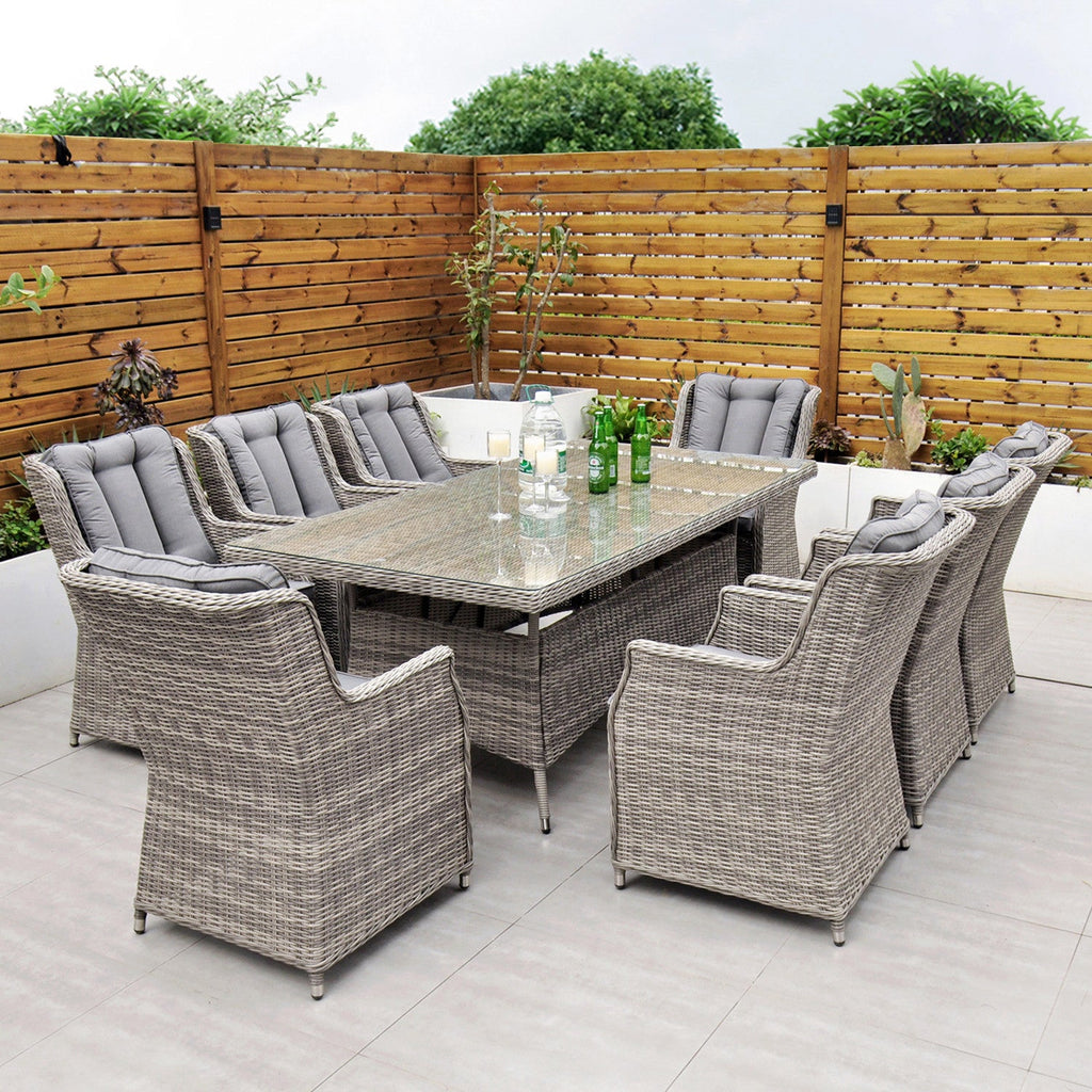 Yale - 8 Seat Set with Rectangular Table (Grey Cushions) - Rathwood Store