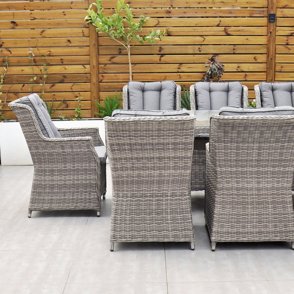 Yale - 8 Seat Set with Rectangular Table (Grey Cushions) - Rathwood Store