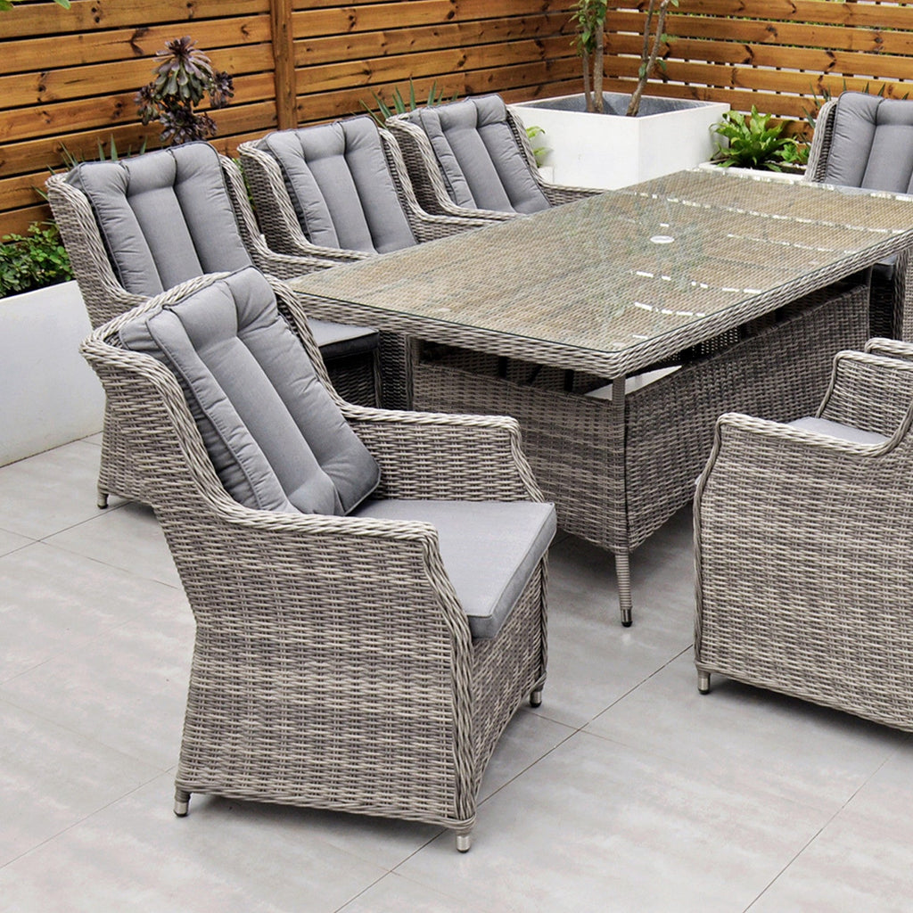 Yale - 8 Seat Set with Rectangular Table (Grey Cushions) - Rathwood Store