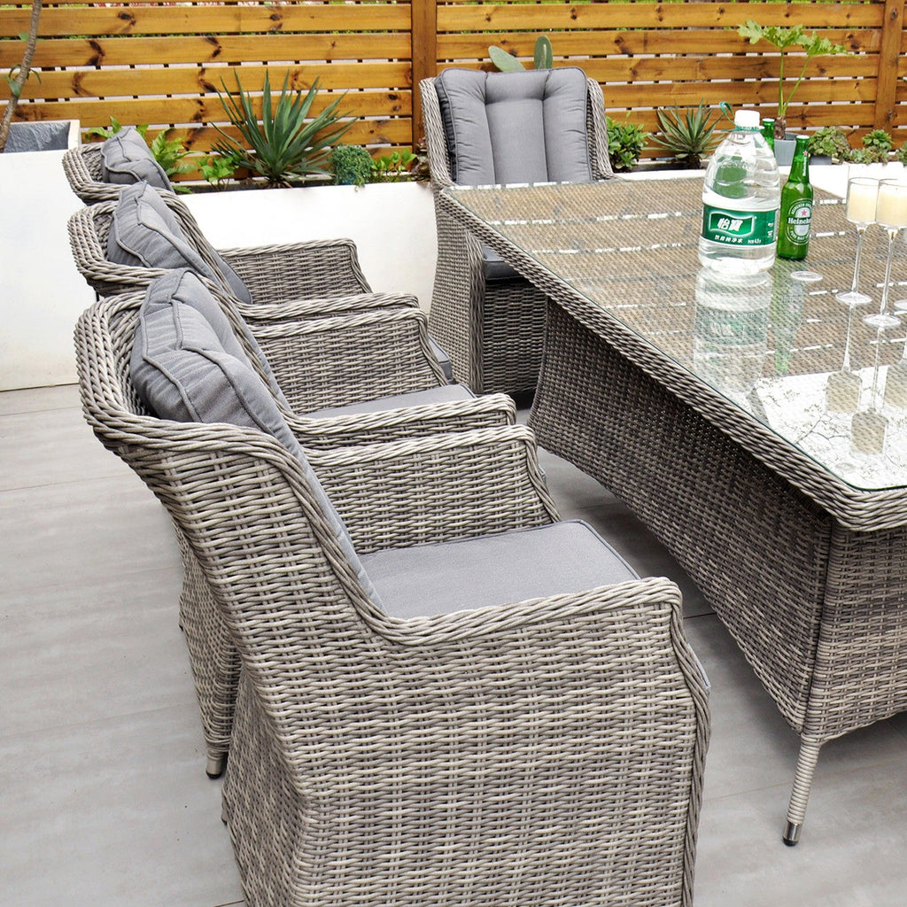 Yale - 8 Seat Set with Rectangular Table (Grey Cushions) - Rathwood Store
