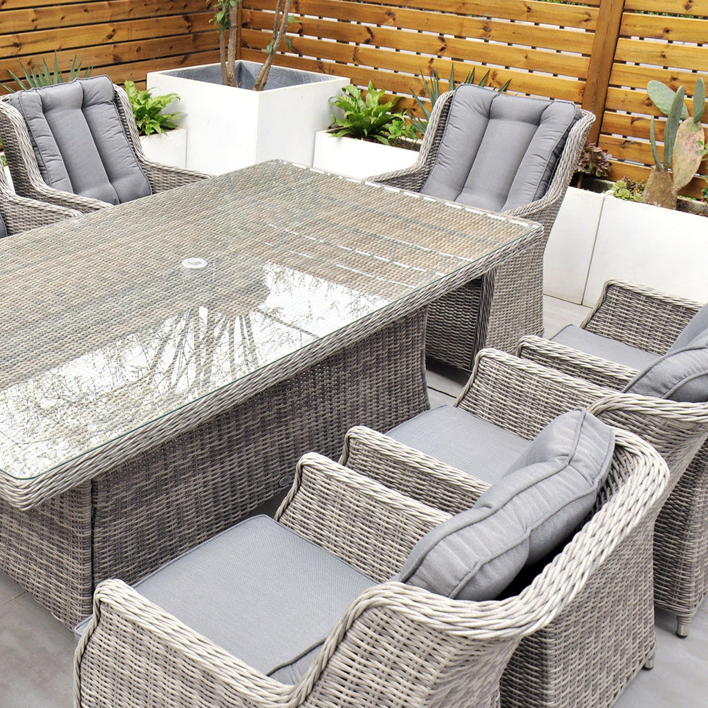 Yale - 8 Seat Set with Rectangular Table (Grey Cushions) - Rathwood Store